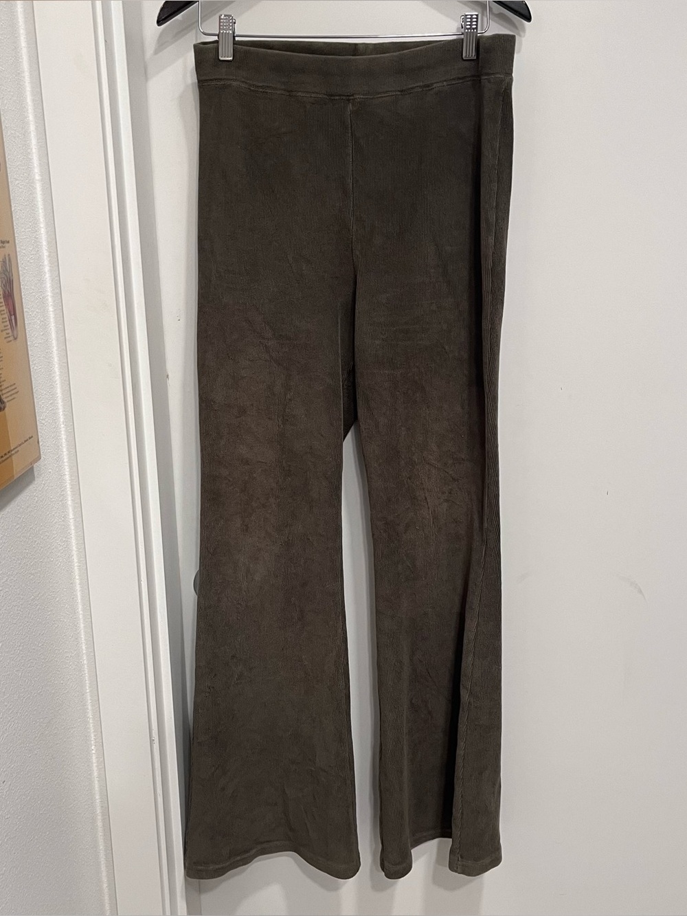American Eagle Flare Pants Ribbed Knit Stretchy Lounge Brown Wheat Size Large
